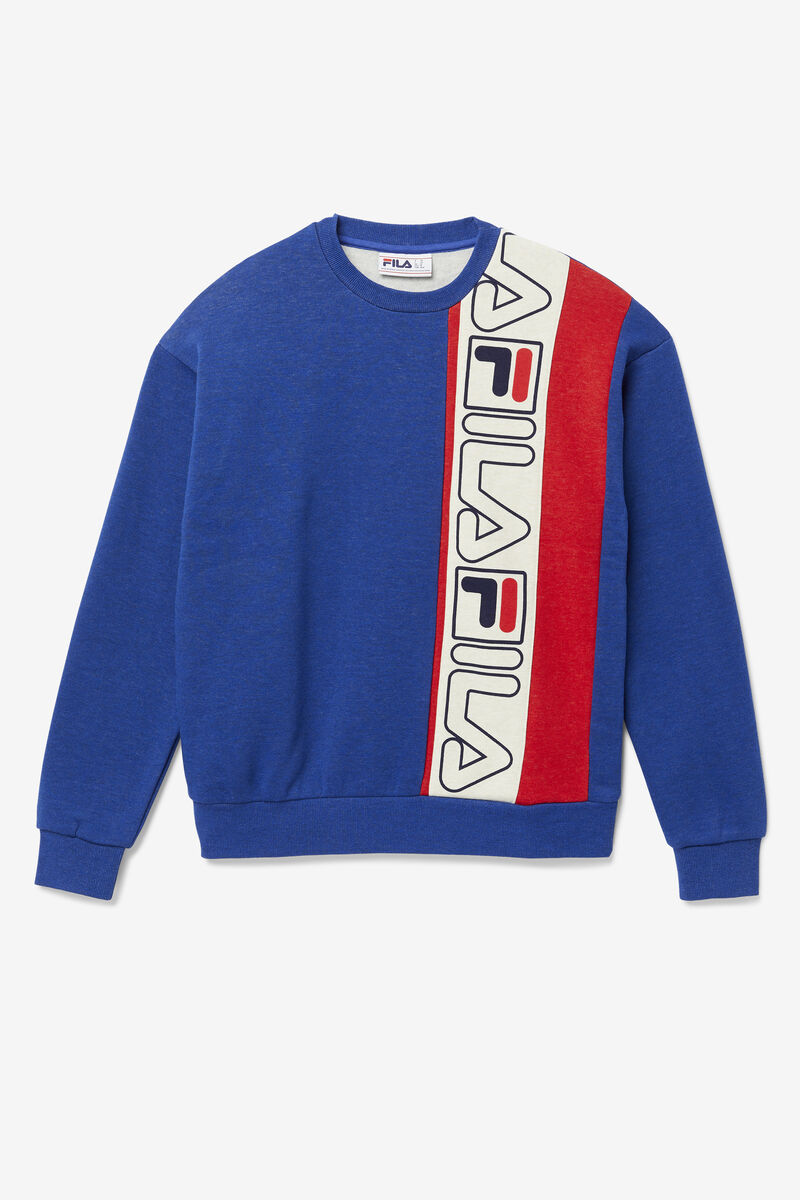 Men's Fila Powel Crew Sweatshirts Blue / Red | tb1sTFlYDVK