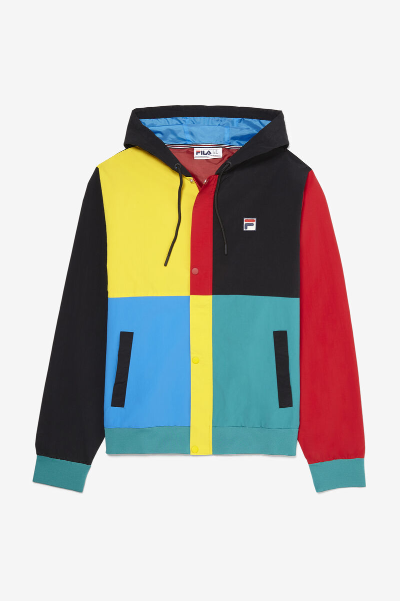 Men's Fila Prentice Wind Jacket Jackets Black / Red | S3QXnsBUohg