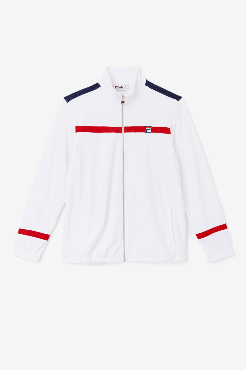 Men's Fila Ravid Velour Jacket Tracksuits White / Red / Navy | J5lkvezeaav