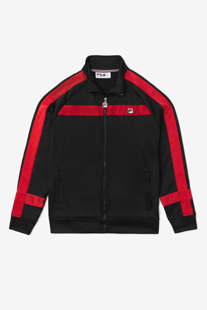 Men's Fila Renzo Jacket Jackets Black / Red | Ckp7USPwXQW