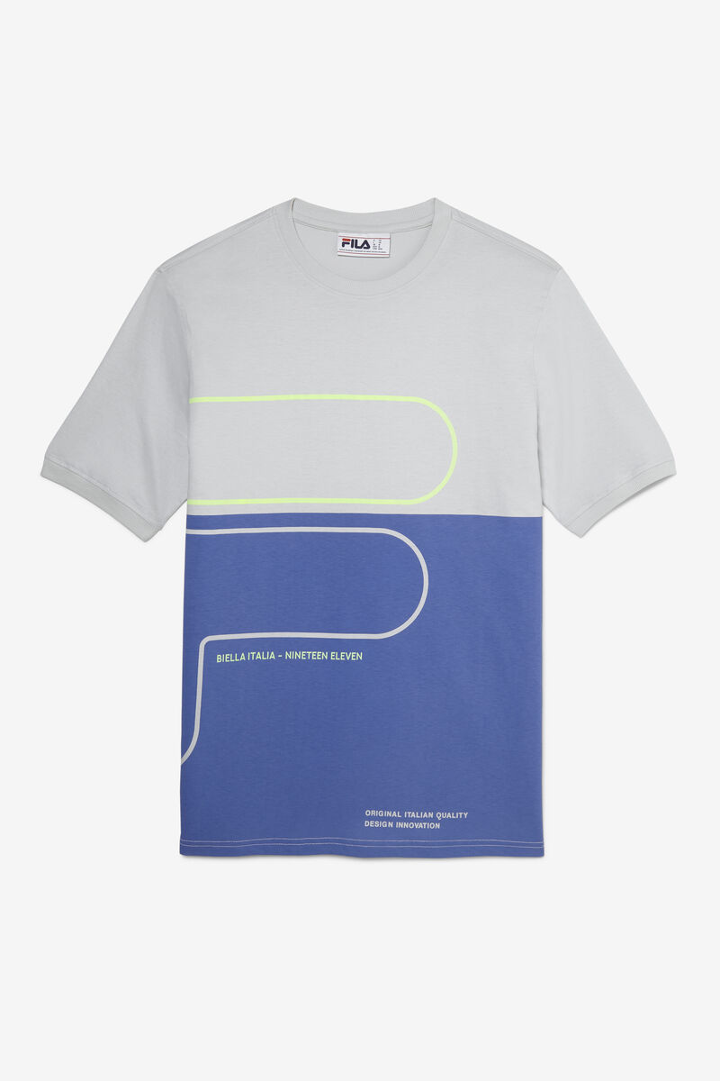 Men's Fila Salza T Shirts Grey / Blue / Green | lf4WlsdKKJD