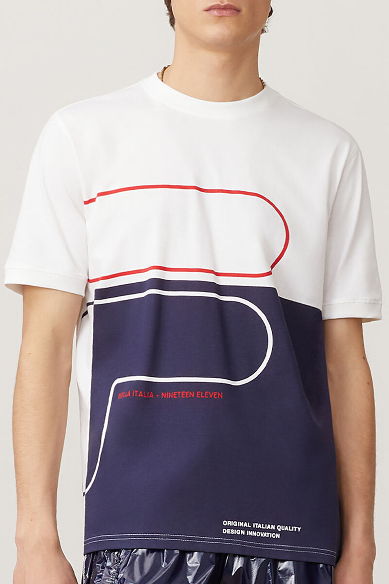 Men's Fila Salza T Shirts White / Navy / Red | mDTvkwcoYD3