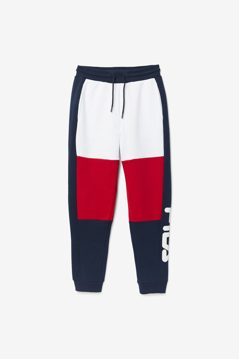 Men's Fila Sander Pant Pants White / Red / Navy | n2mb1ZvFM2V