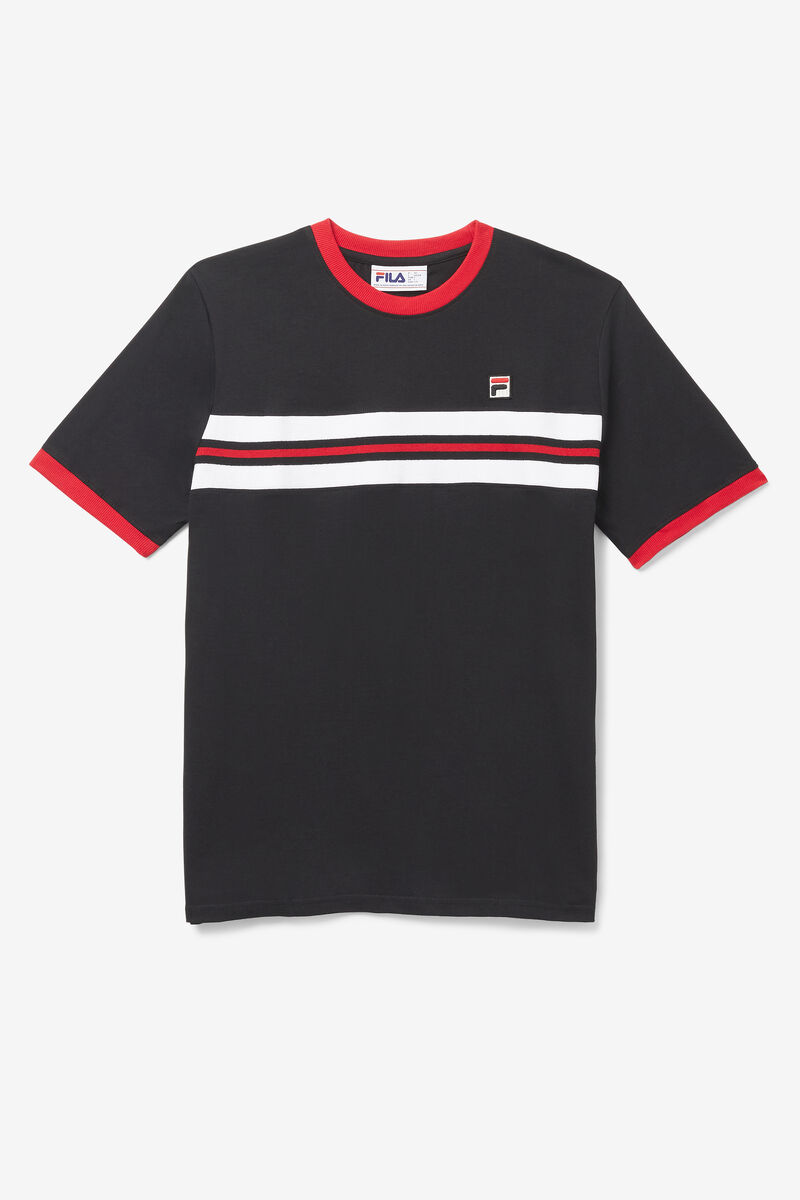 Men's Fila Silver T Shirts Black / Red / White | ow6XD9kNbCn