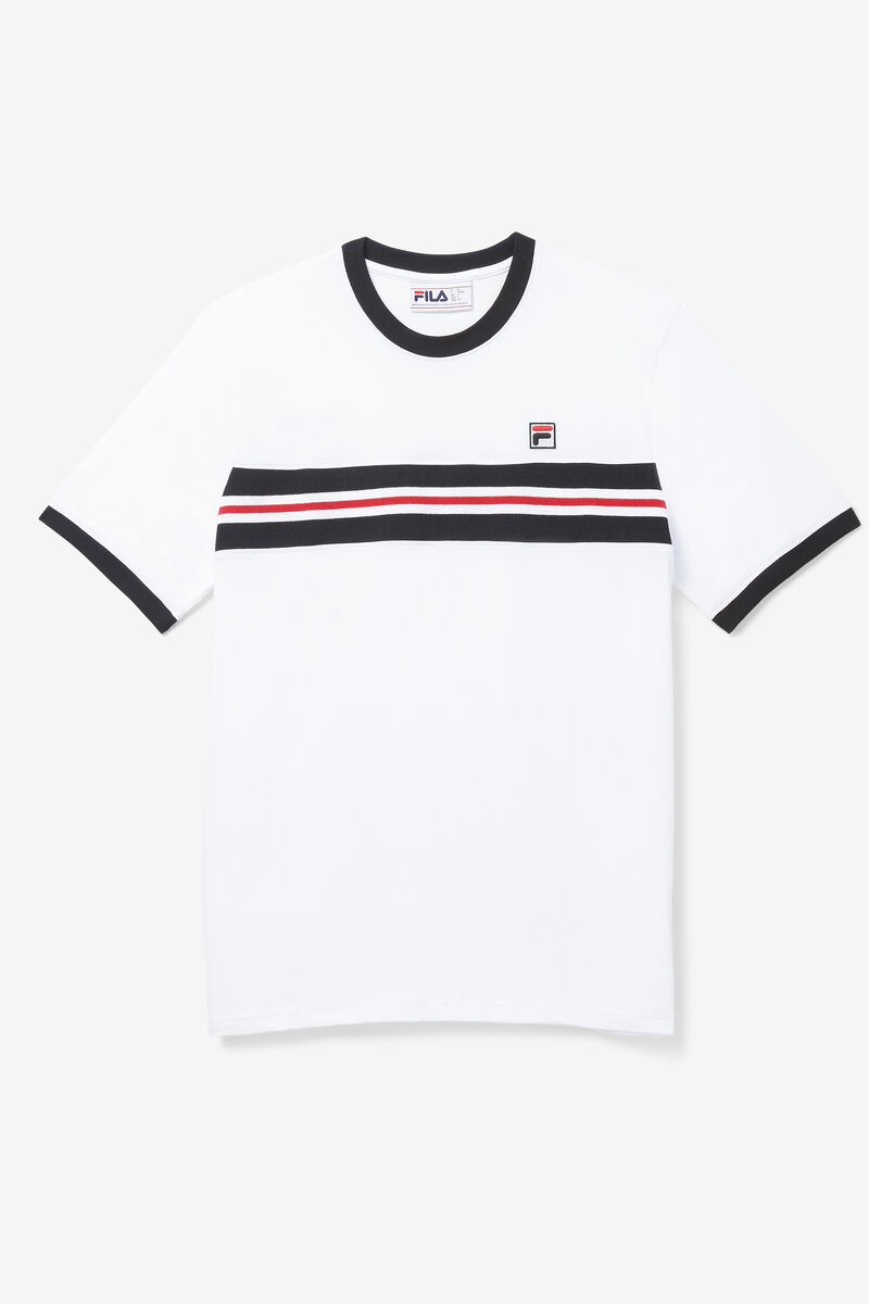 Men's Fila Silver T Shirts White / Black / Red | 3RzQi4byIBr