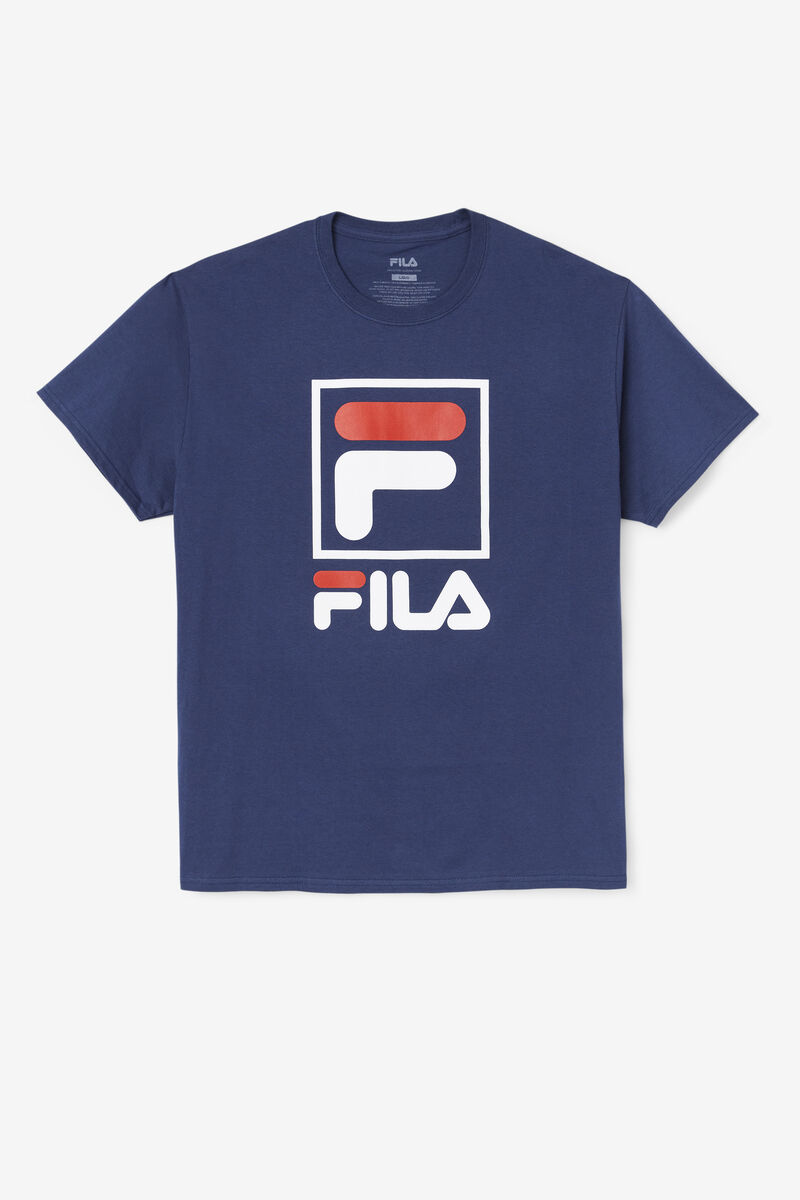 Men's Fila Stacked Shirt T Shirts Navy / White / Red | IsAbXBsy26g