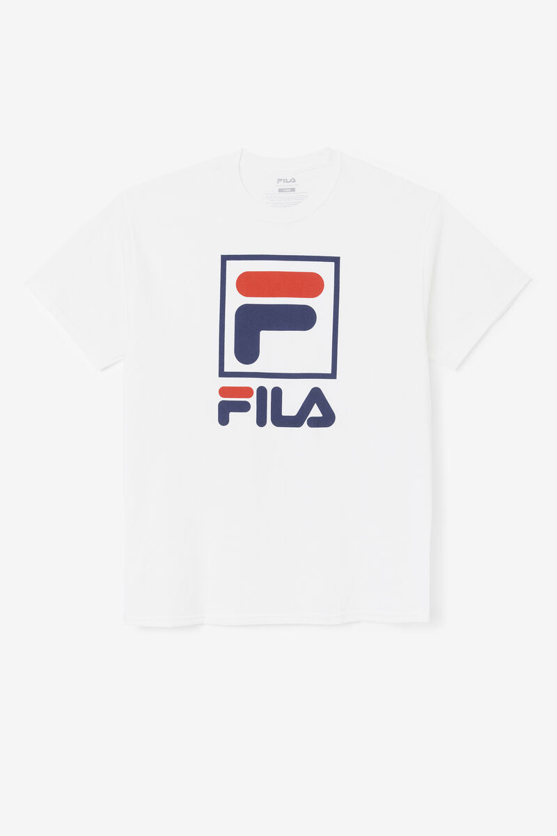 Men's Fila Stacked Shirt T Shirts White / Navy / Red | qaWRoBceWVo