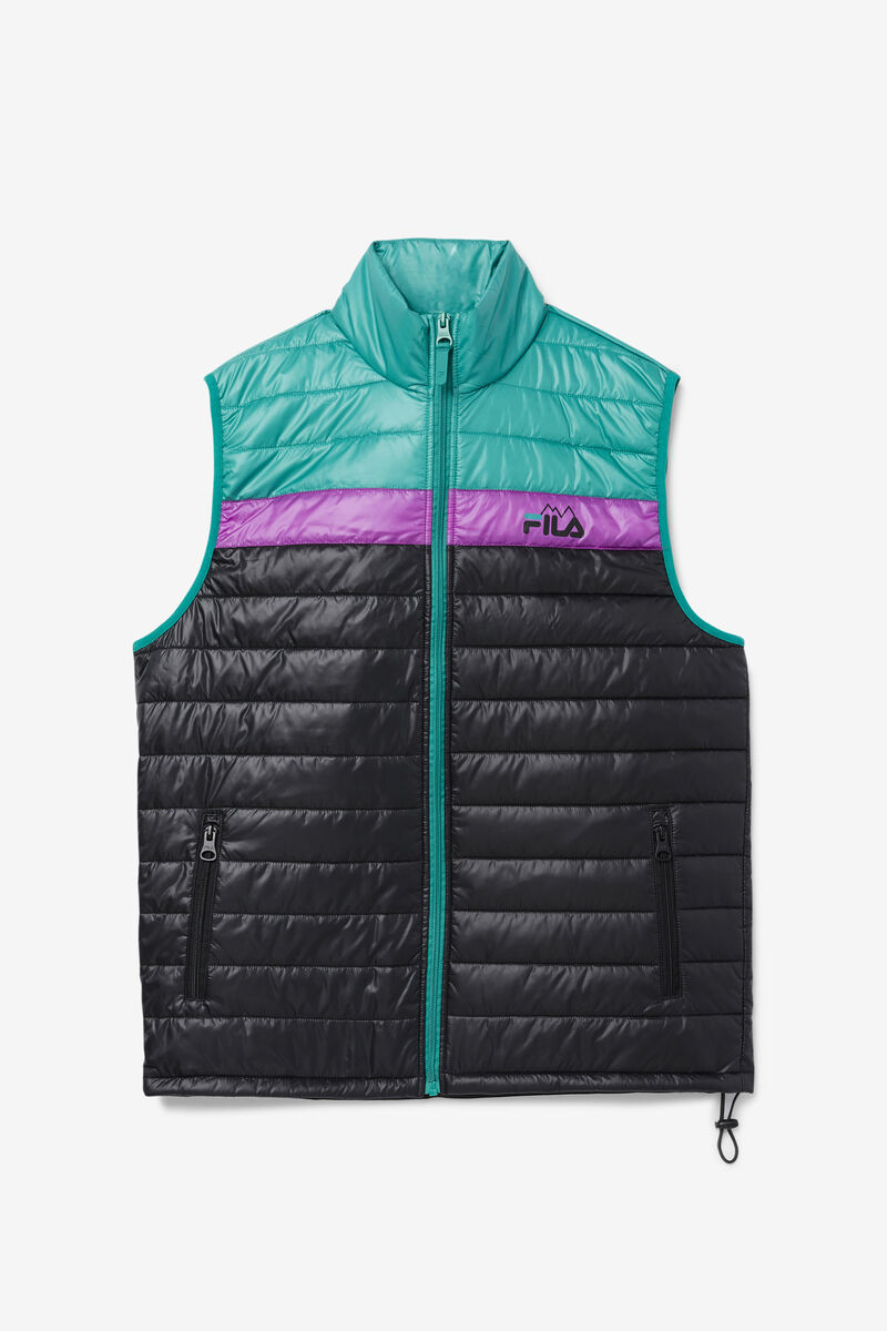 Men's Fila Tri Vest Jackets Black / Green / Purple | 7A5jgDkyYGo
