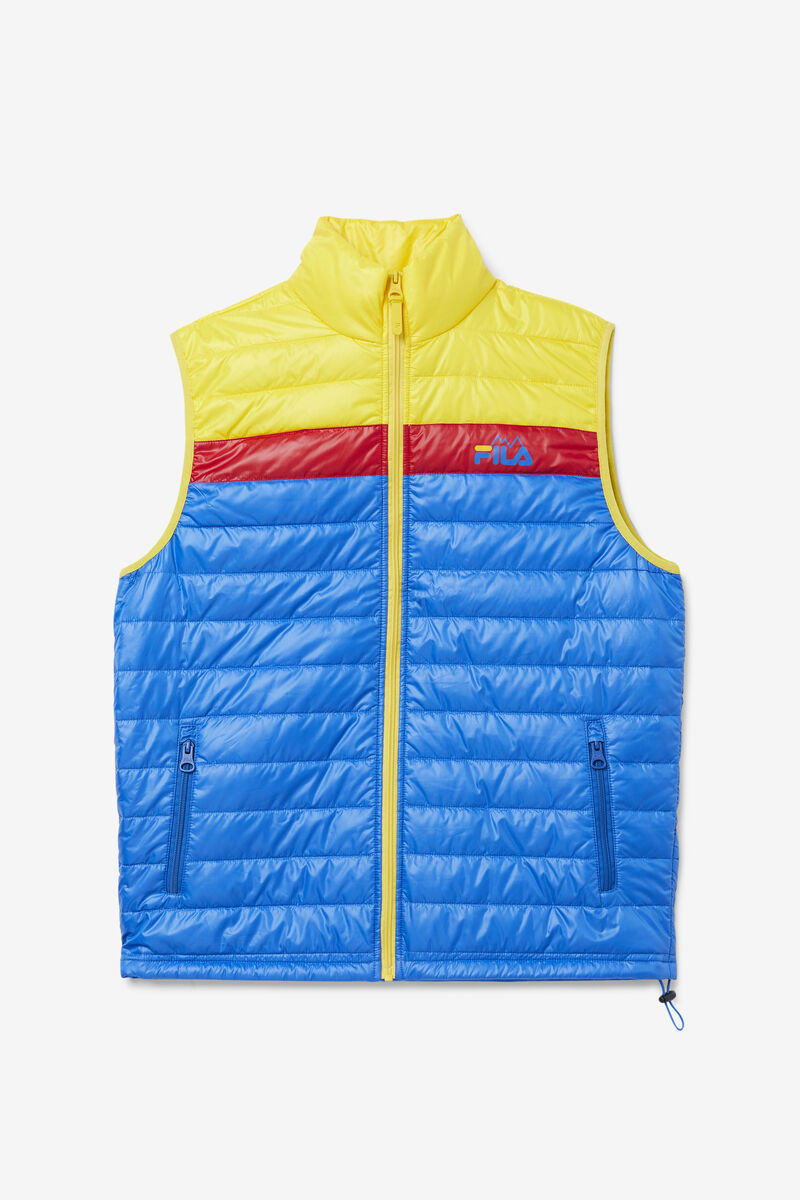 Men's Fila Tri Vest Jackets Blue / Lemon / Red | PuNtJ6vANGs