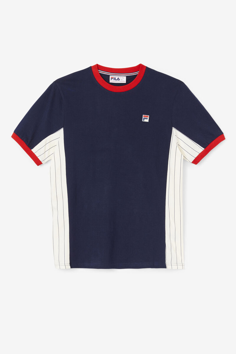 Men's Fila Warner T Shirts Navy / White / Red | GZ3LtH8w9Rx