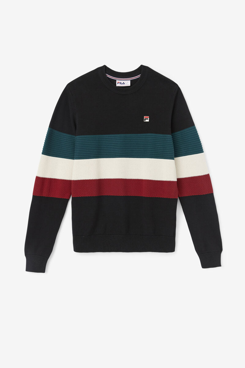 Men's Fila Willkie Sweater Sweaters Black / White | tXbiyFNalls