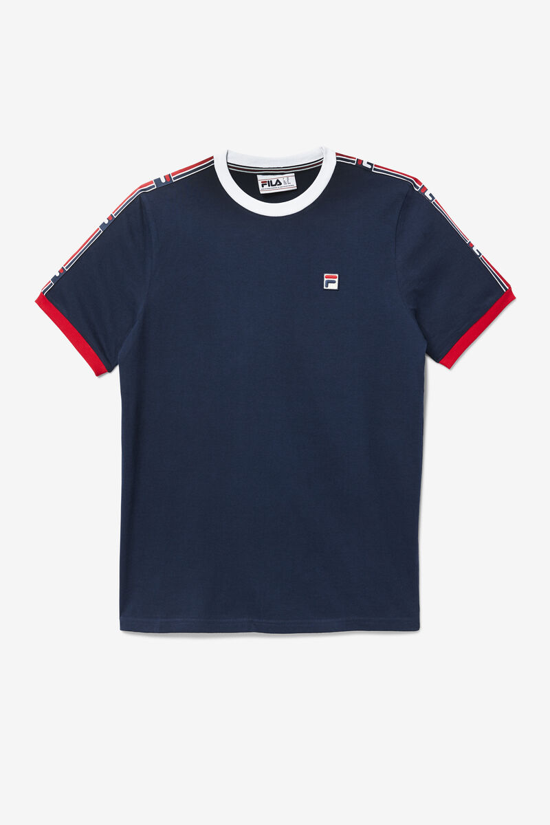 Men's Fila Zale T Shirts Navy / Red / White | 5xOfYYwrgpu