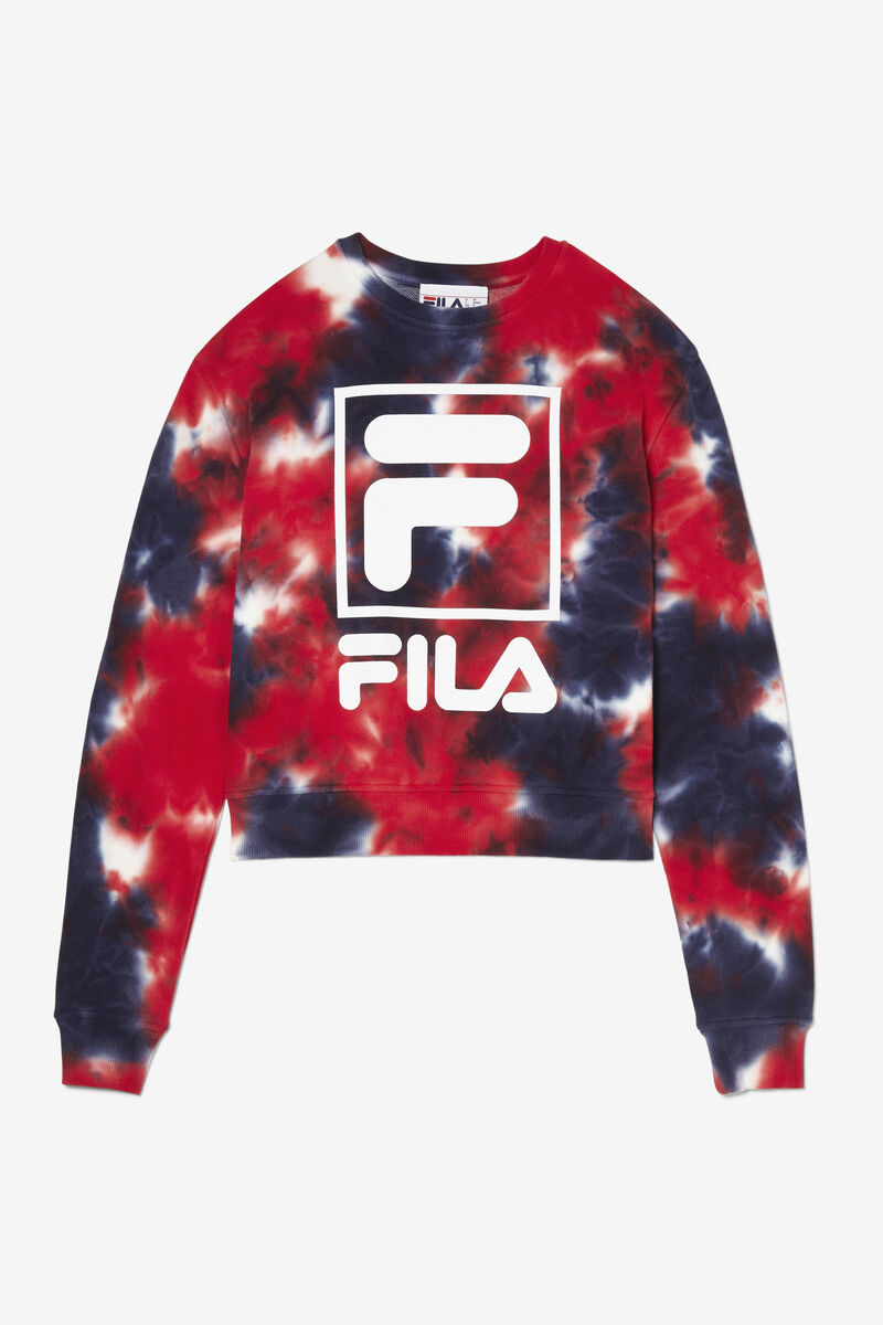 Women's Fila Ashley Tie Dye Sweatshirt Sweatshirts Navy / Red | GH5vUtJJuqi