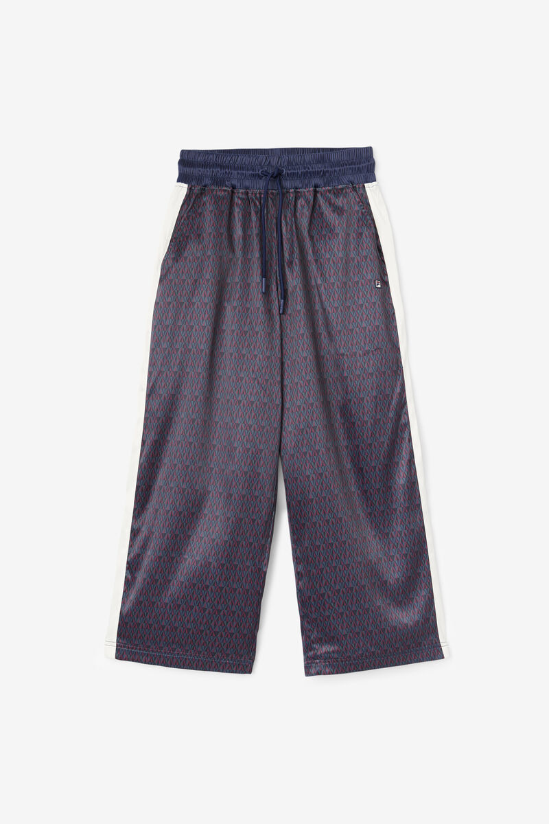 Women's Fila Aviana Cropped Satin Pant Tracksuits Navy | LYxMfiG9XFp