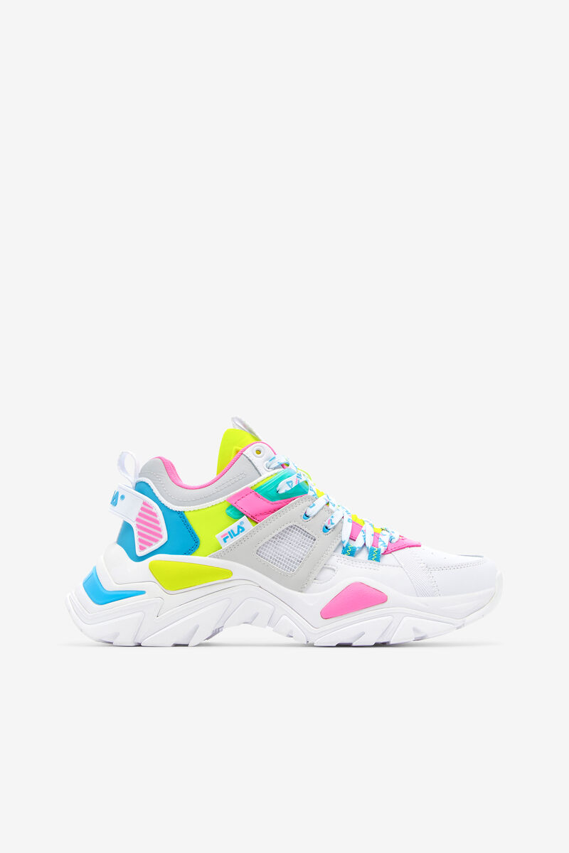 Women's Fila Cage Mid Mixed Media Sneakers White / Grey / Yellow | fGYNgQkC8bk