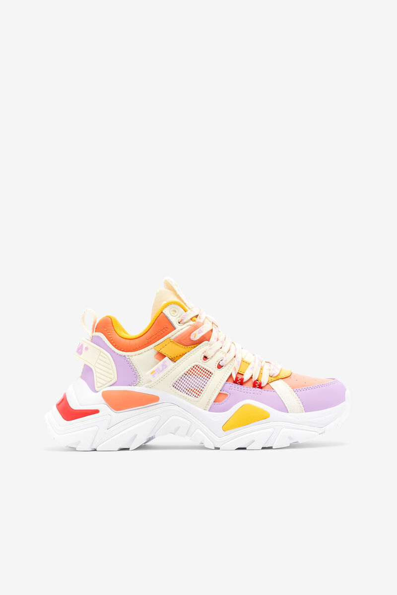Women's Fila Cage Mid Mixed Media Sneakers Orange | mjLbv5BL52y