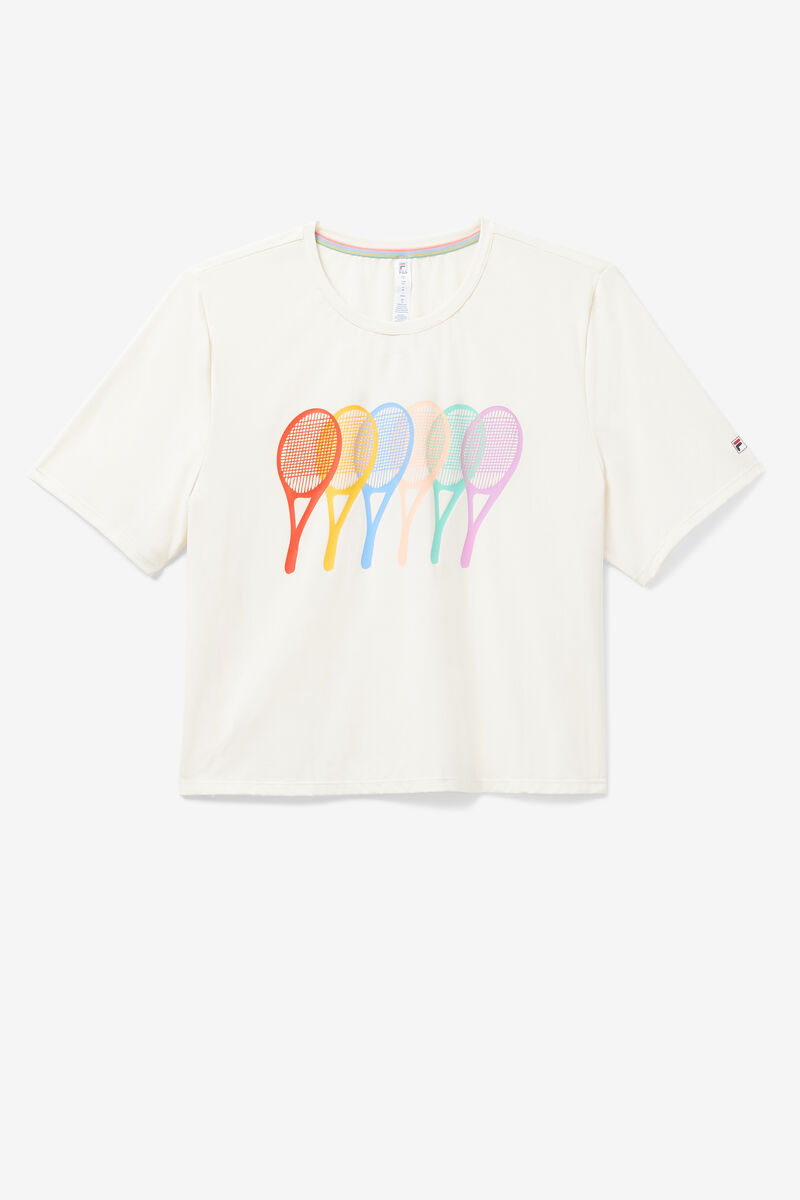 Women's Fila Cross Court Graphic T Shirts White | Kx2fCESNTej