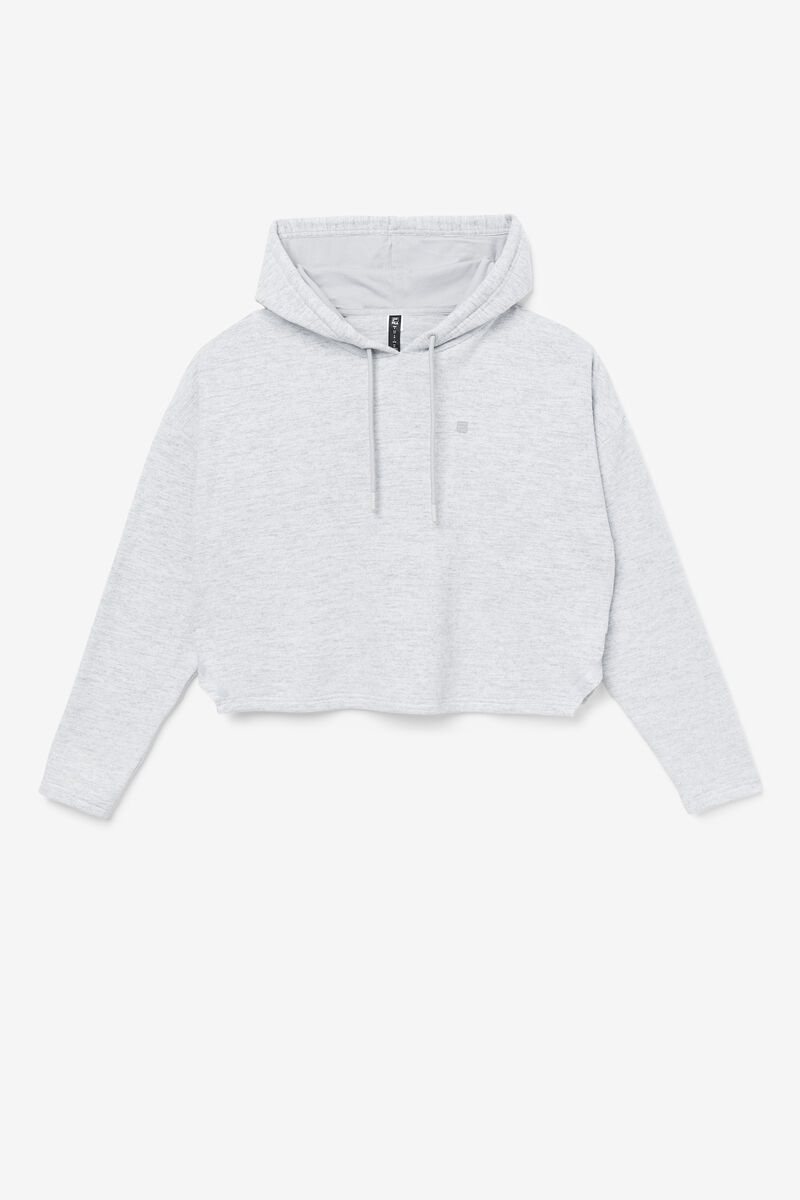 Women's Fila Fi-lux Cropped Hoodie Hoodies Grey | BEQqHKkuNq4