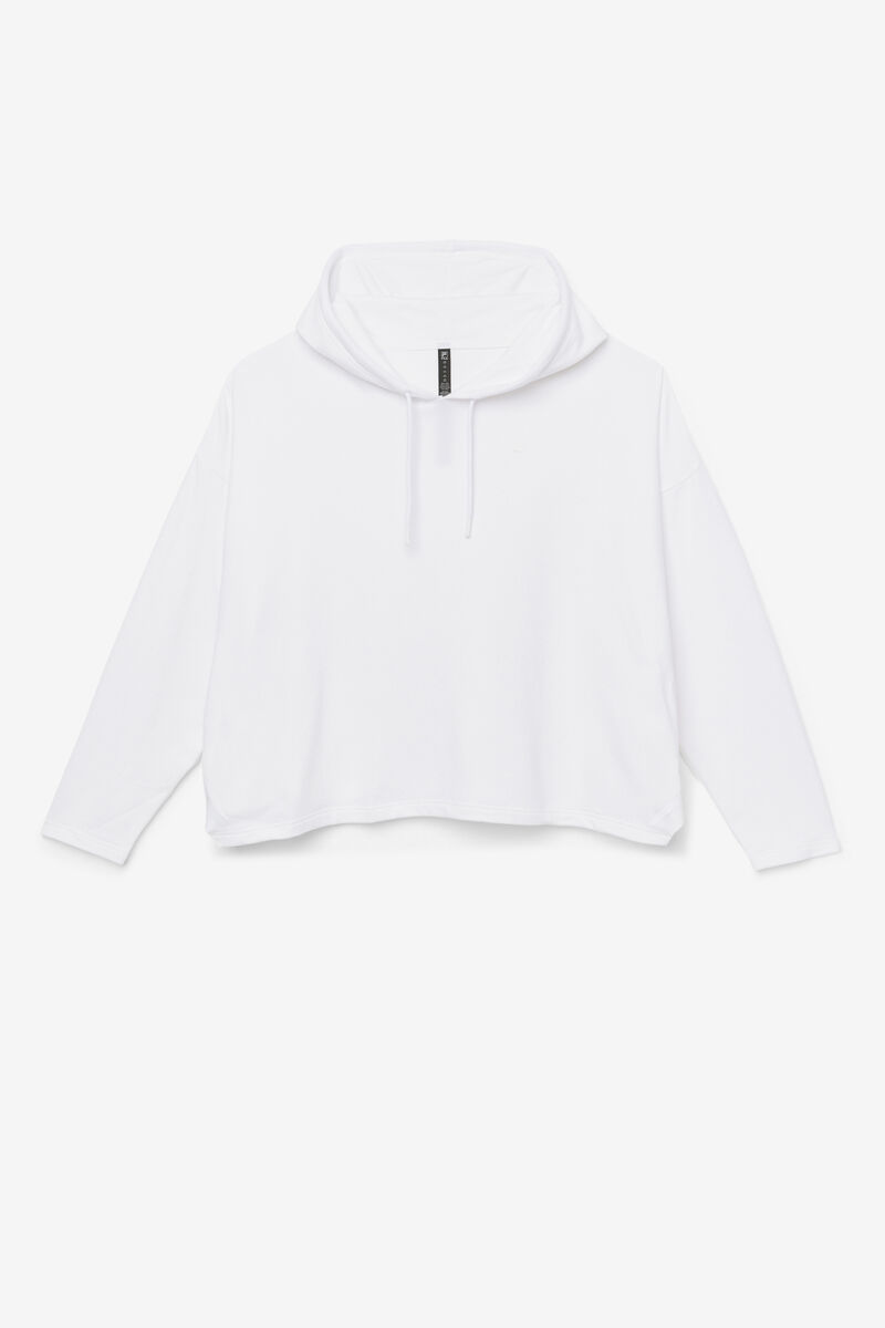 Women's Fila Fi-lux Cropped Hoodie Hoodies White | NtsCKrpIOBc