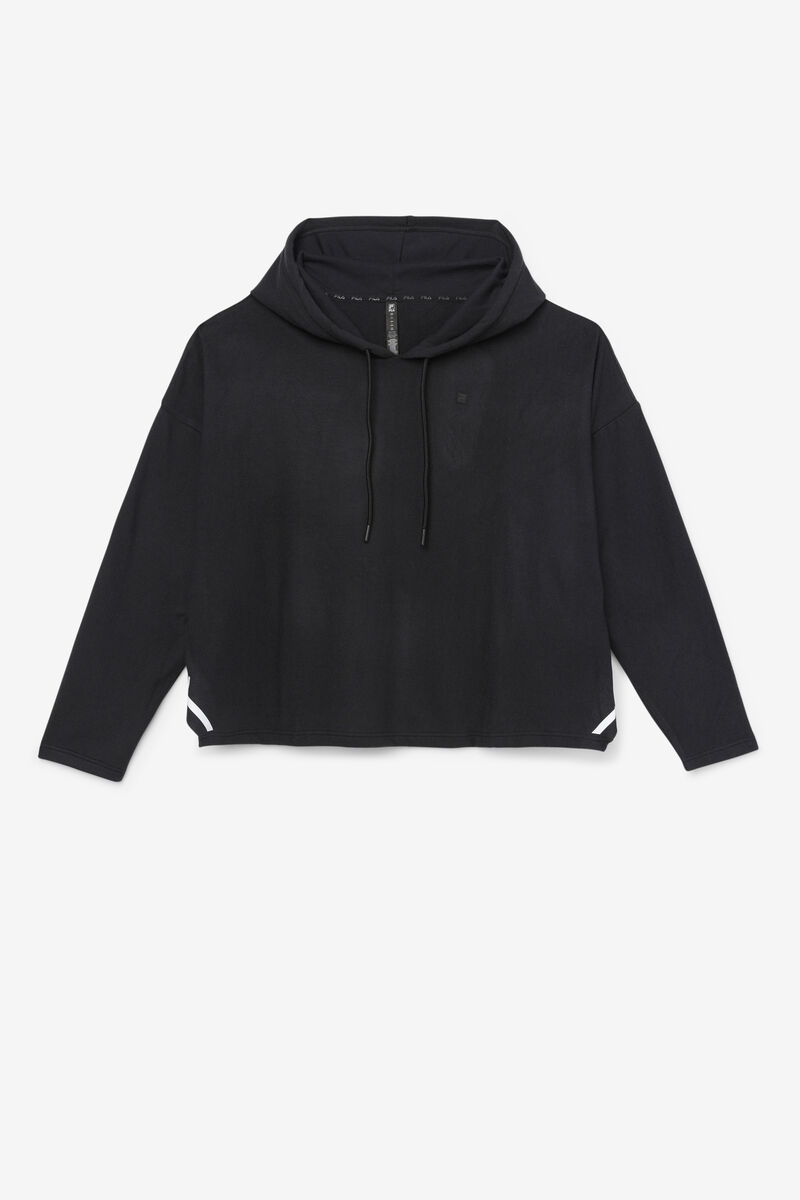 Women's Fila Fi-lux Cropped Hoodie Hoodies Black | U8RmhFo5rUK