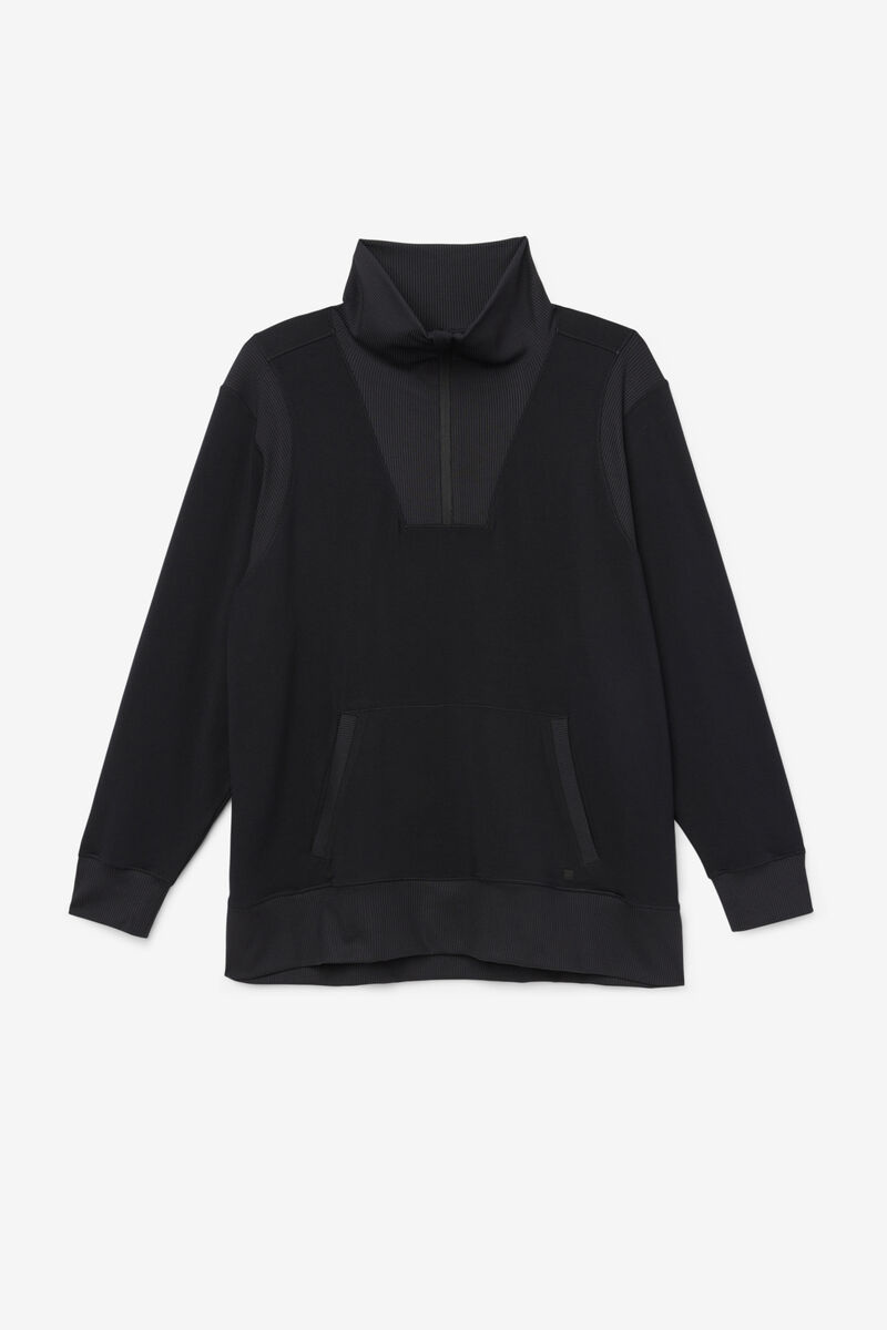 Women's Fila Fi-lux Half Zip Sweatshirts Black | KpnFyw9UVyF