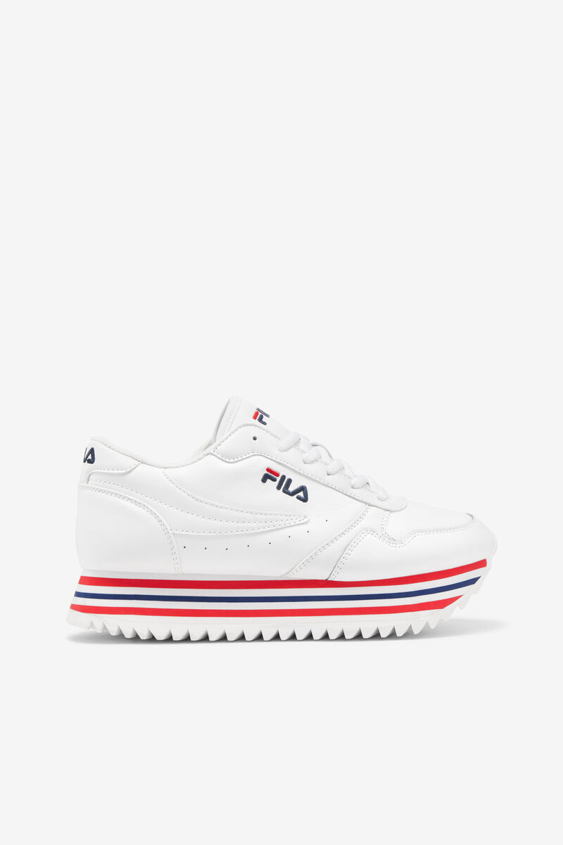 Women's Fila Fila Orbit Stripe Sneakers White / Navy / Red | WHjFXETAD1S
