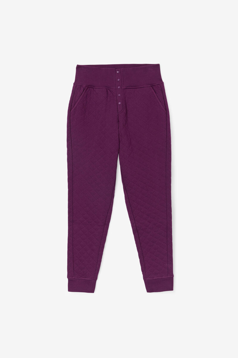 Women's Fila Finley High Rise Quilted Jogger Pants Rose Red | w8yW9DiTFdL