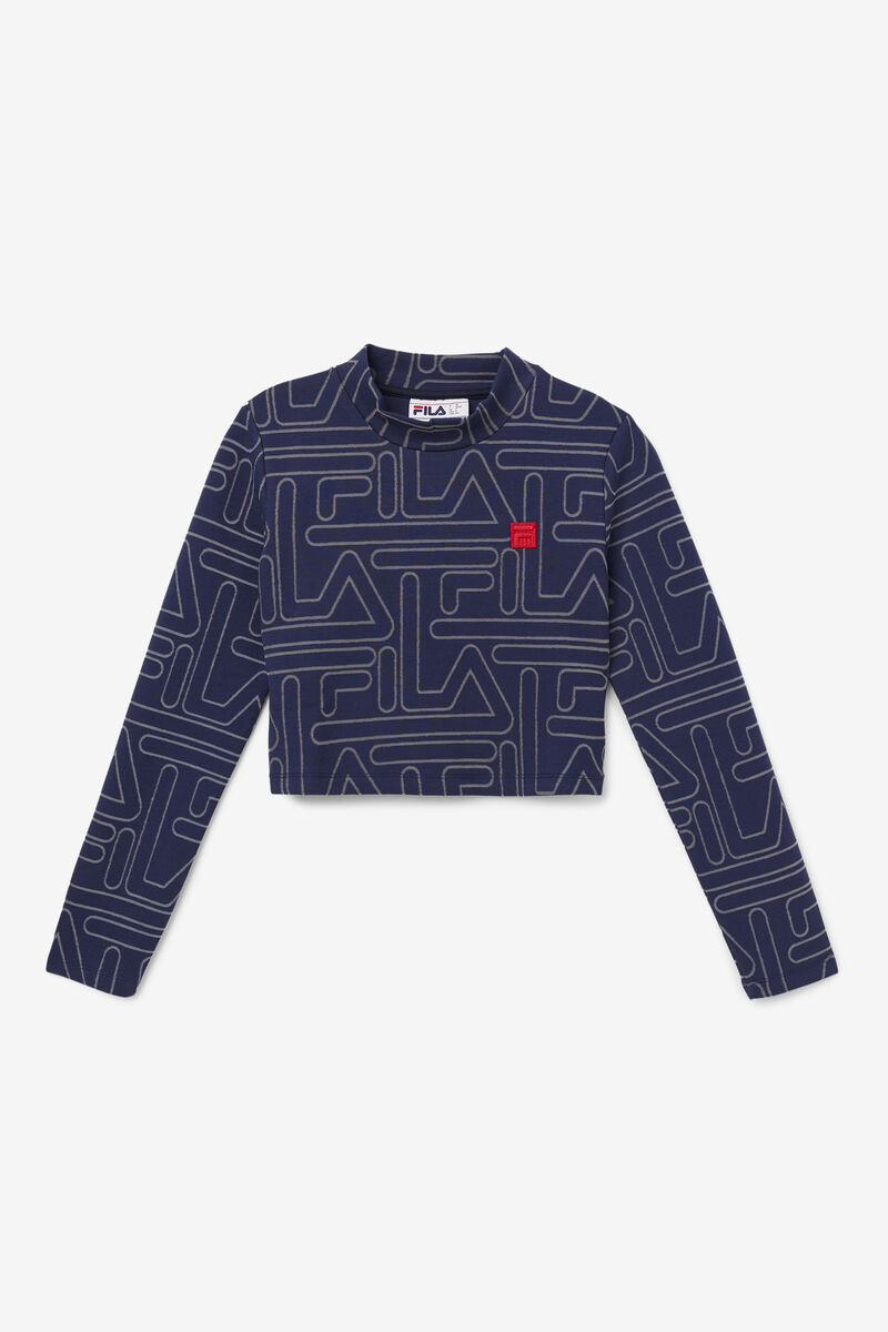 Women's Fila Hamiska Long Sleeve Top T Shirts Navy | WIe7BWwWTWm