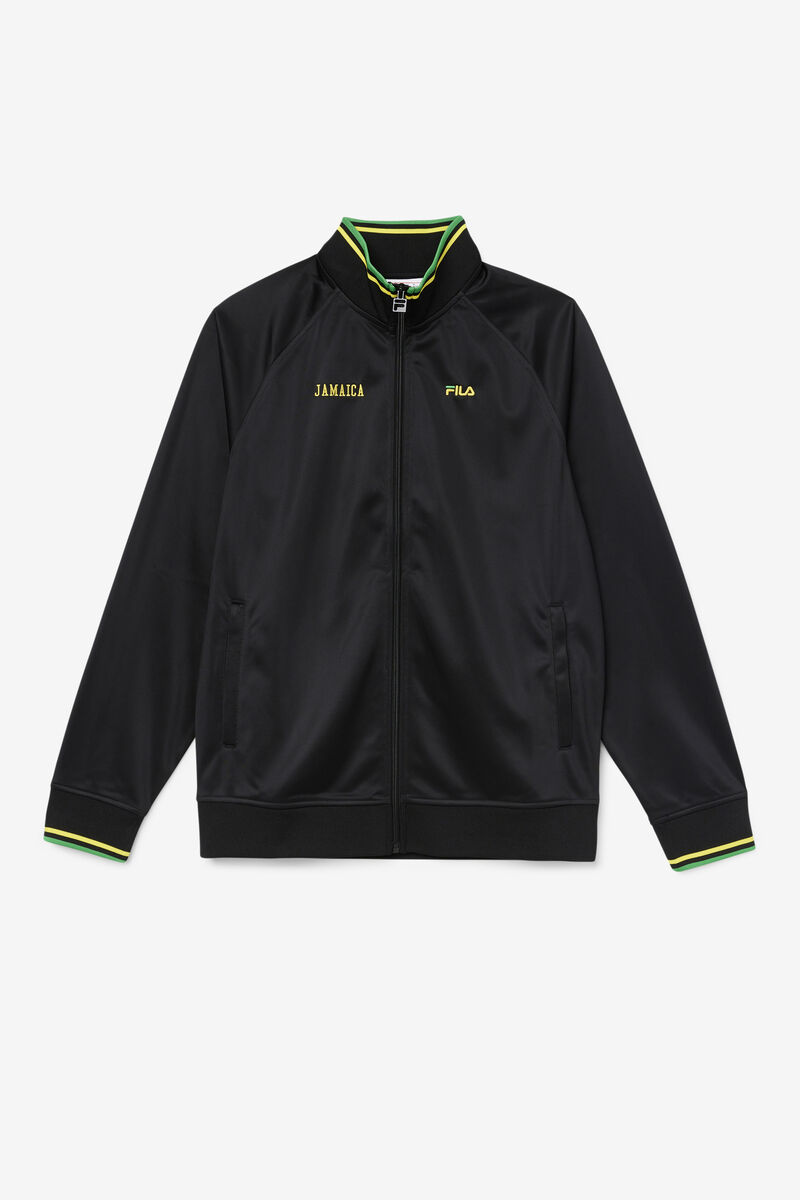 Women's Fila Jamaica Track Jacket Tracksuits Black / Yellow / Green | HJ8yNCpynqb
