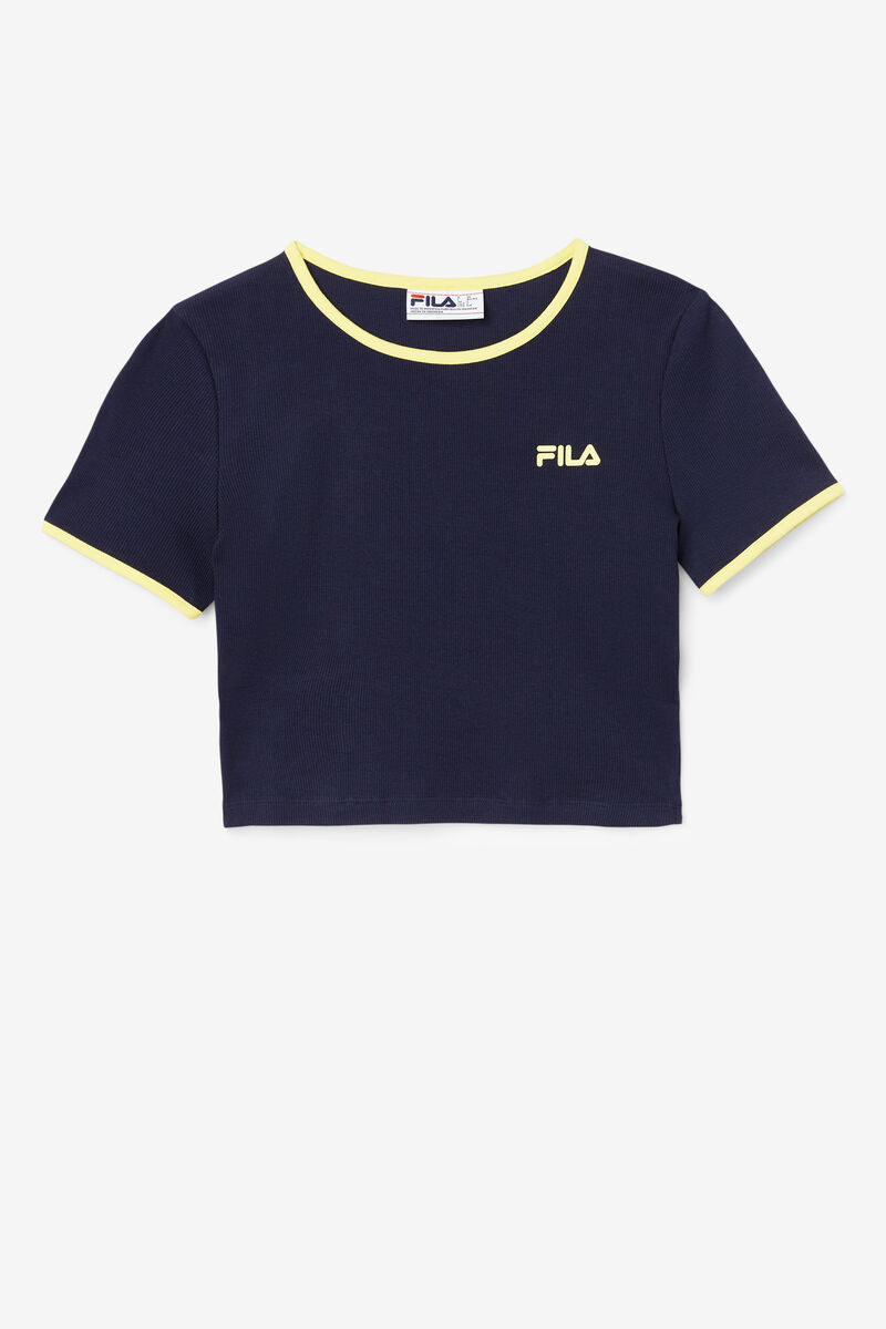 Women's Fila Perla Crop Top T Shirts Navy | KIQgkaUeThG