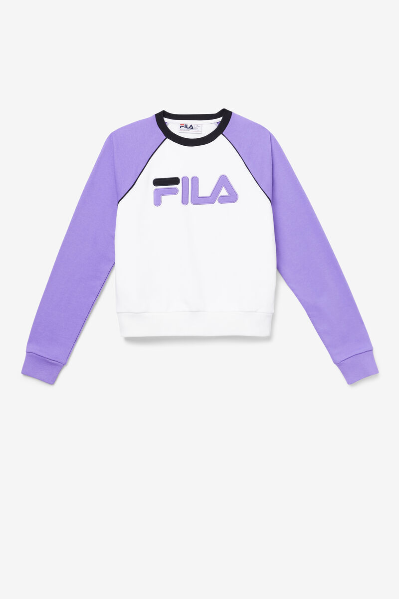 Women's Fila Riccarda Sweatshirt Sweatshirts White / Purple / Black | 1TDWsqtx8gY