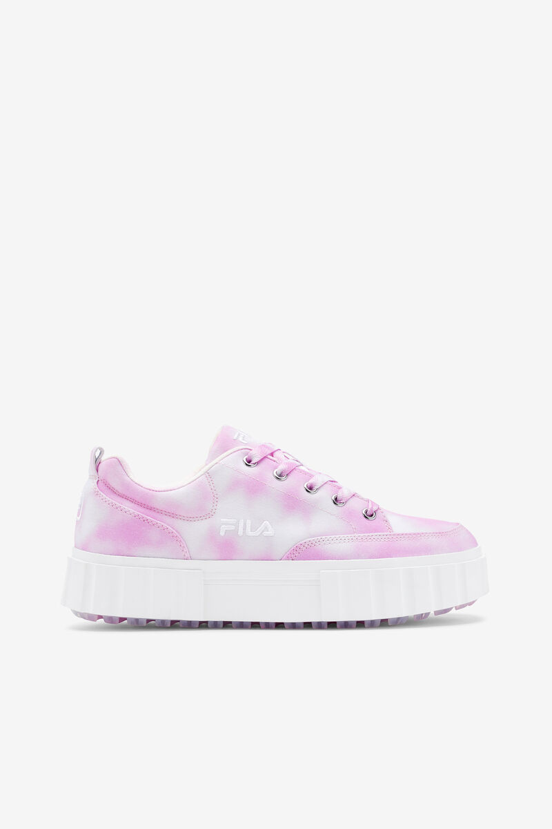 Women's Fila Sandblast Low Mottled Tie Dye Sneakers Lavender / White / White | 1u56WETTLs5