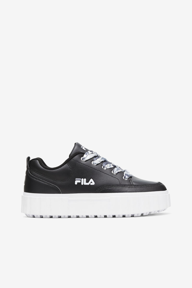 Women's Fila Sandblast Low Satin Lace Sneakers Black / White | 14tz9l4cAZD