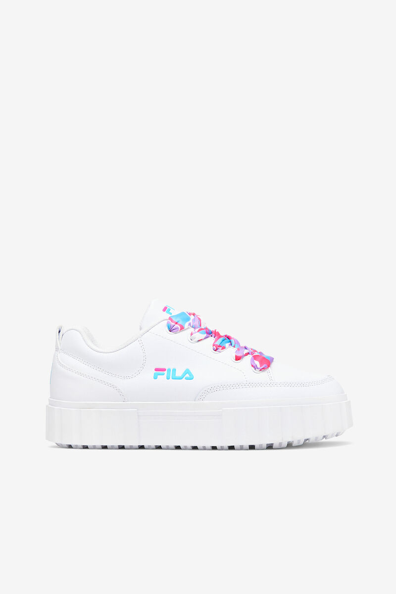 Women's Fila Sandblast Low Satin Lace Sneakers White / Blue / Metal Silver | orcYgVXS3zA