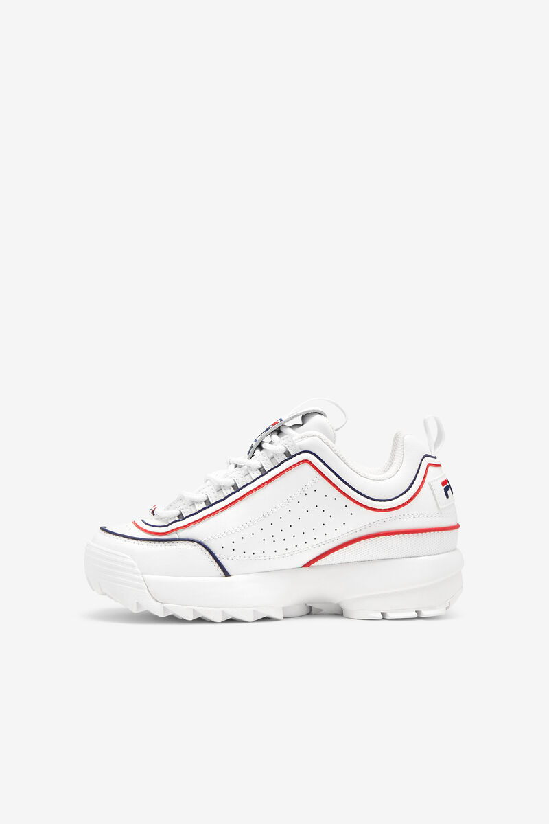 Kids' Fila Big Disruptor 2 Contrast Piping Platform Shoes White / Navy / Red | bAazF8t1aFP