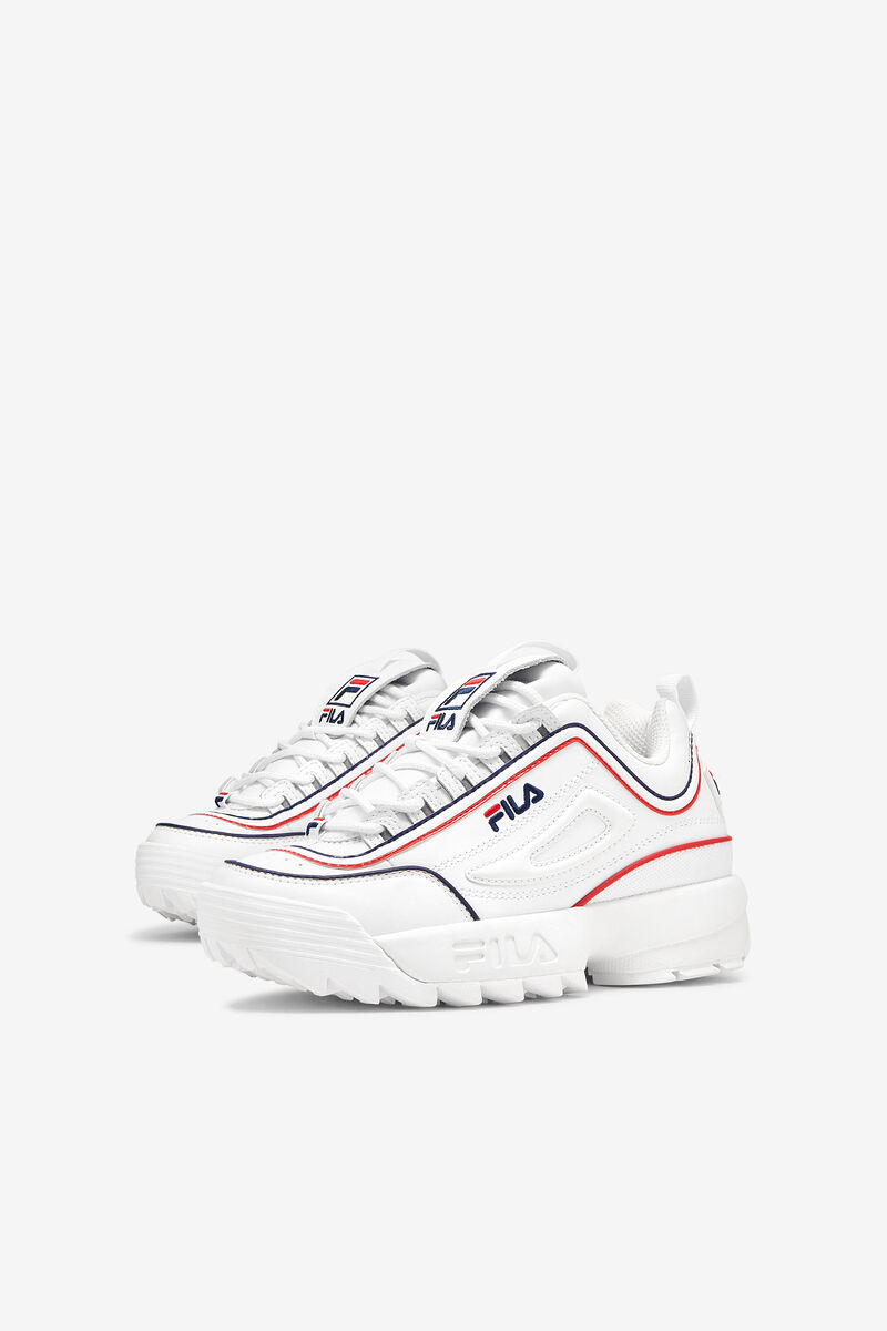 Kids' Fila Big Disruptor 2 Contrast Piping Platform Shoes White / Navy / Red | bAazF8t1aFP