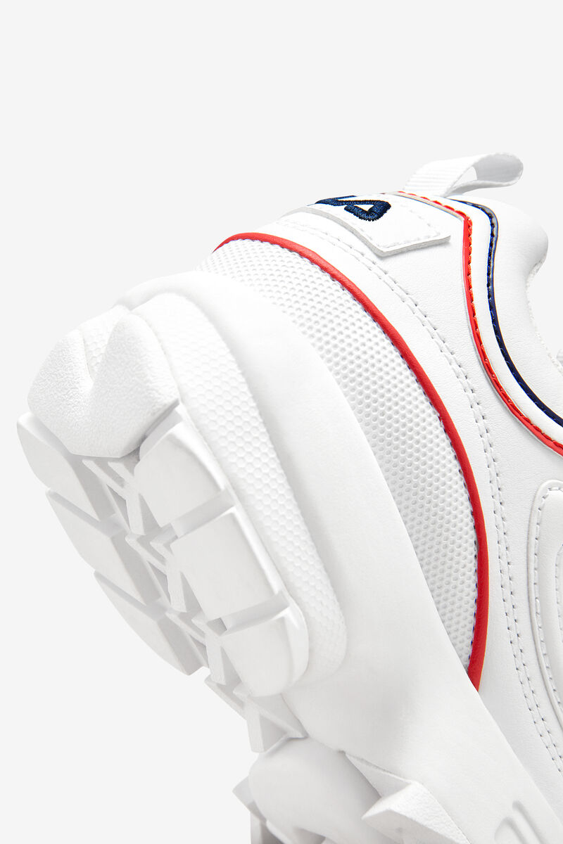 Kids' Fila Big Disruptor 2 Contrast Piping Platform Shoes White / Navy / Red | bAazF8t1aFP