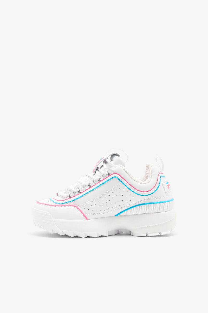 Kids' Fila Big Disruptor 2 Contrast Piping Platform Shoes White / Pink / Blue | yfAGE3WYslO