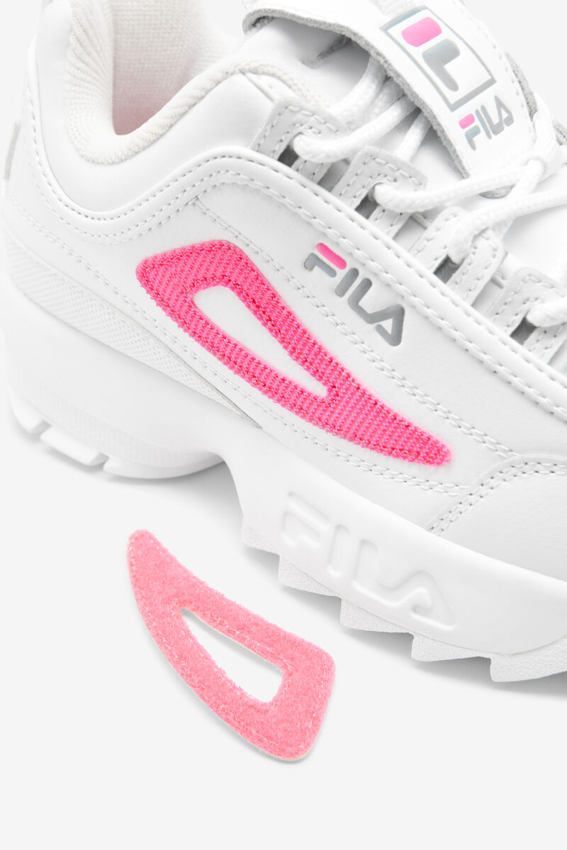 Kids' Fila Big Disruptor 2 Logo Reveal Platform Shoes White / Pink | 3Um6Cp3Mome