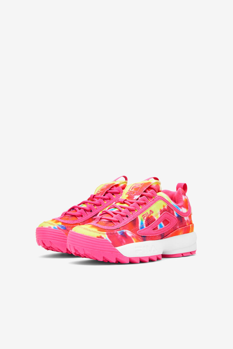 Kids' Fila Big Disruptor 2 Tie Dye Platform Shoes Multicolor / Pink / White | 78bBKA9wRms