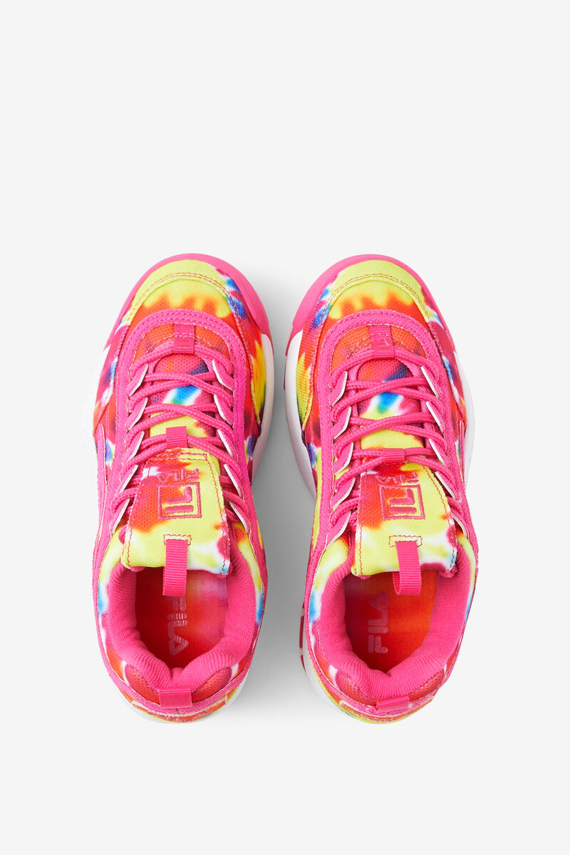 Kids' Fila Big Disruptor 2 Tie Dye Platform Shoes Multicolor / Pink / White | 78bBKA9wRms
