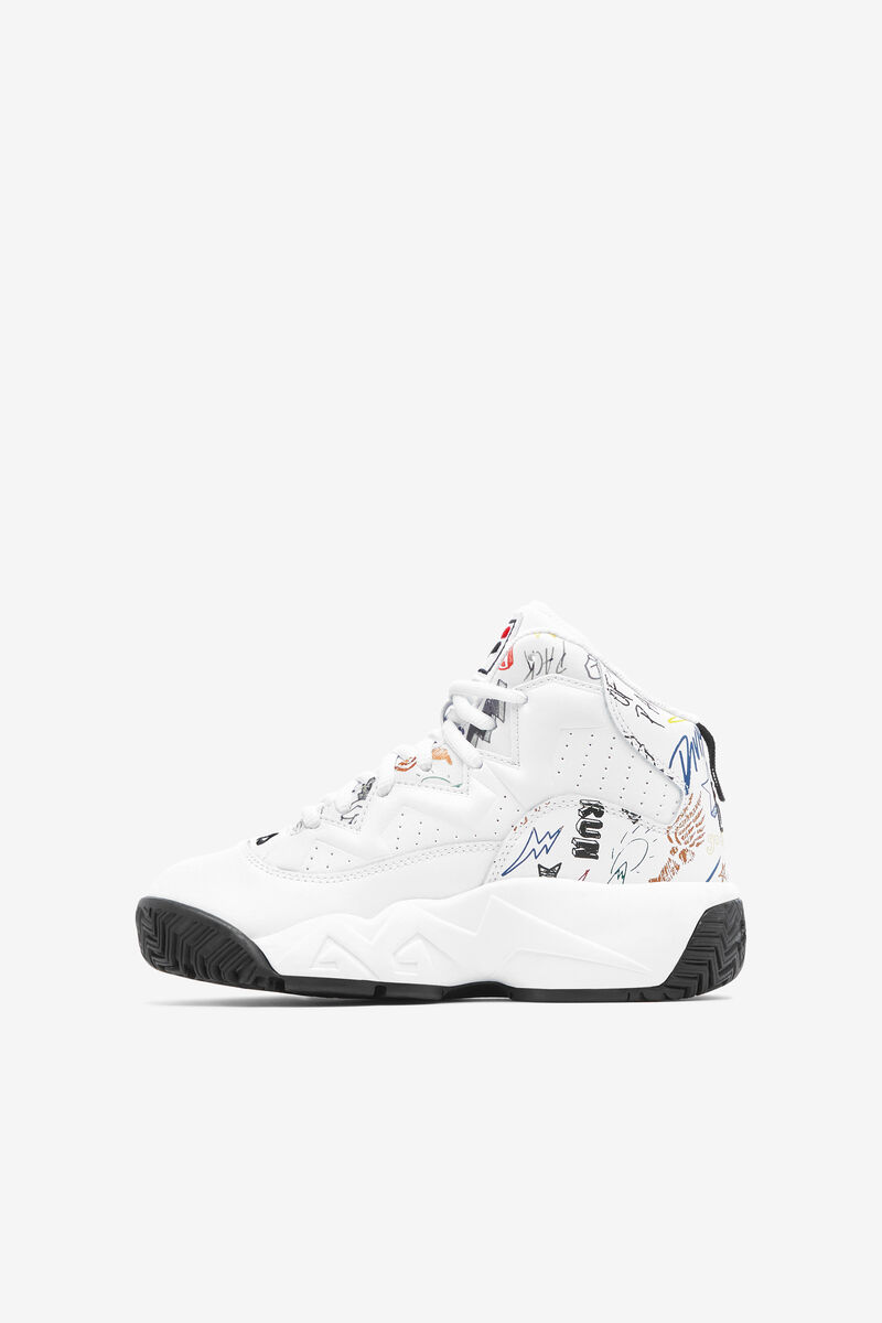 Kids' Fila Big Mb Scribbles Basketball Shoes White / Black / Multicolor | giPEBRKj7nE