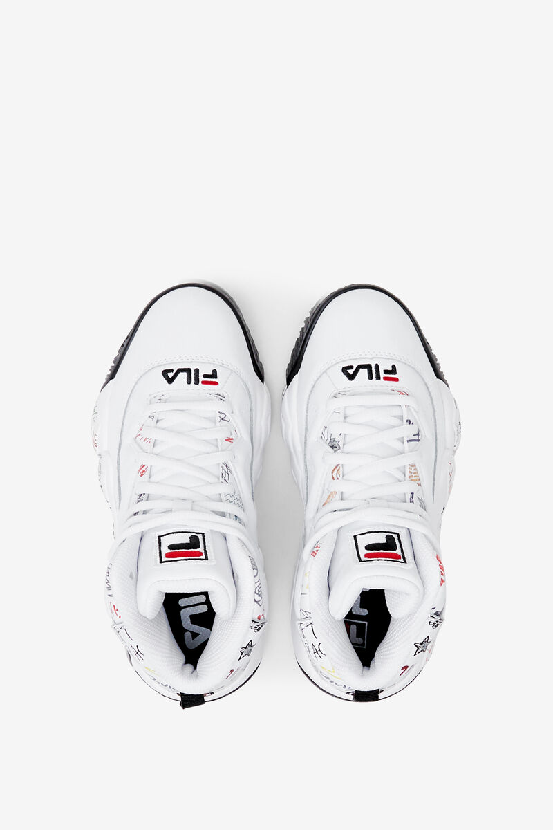 Kids' Fila Big Mb Scribbles Basketball Shoes White / Black / Multicolor | giPEBRKj7nE