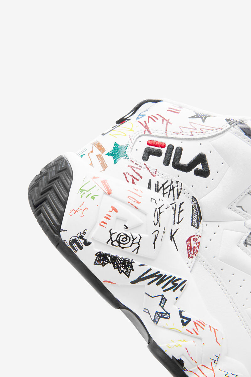 Kids' Fila Big Mb Scribbles Basketball Shoes White / Black / Multicolor | giPEBRKj7nE