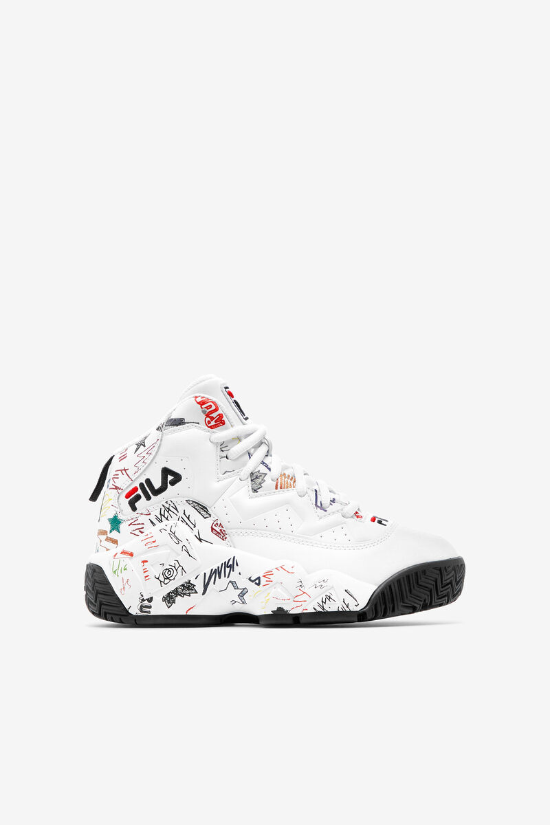 Kids\' Fila Big Mb Scribbles Basketball Shoes White / Black / Multicolor | giPEBRKj7nE