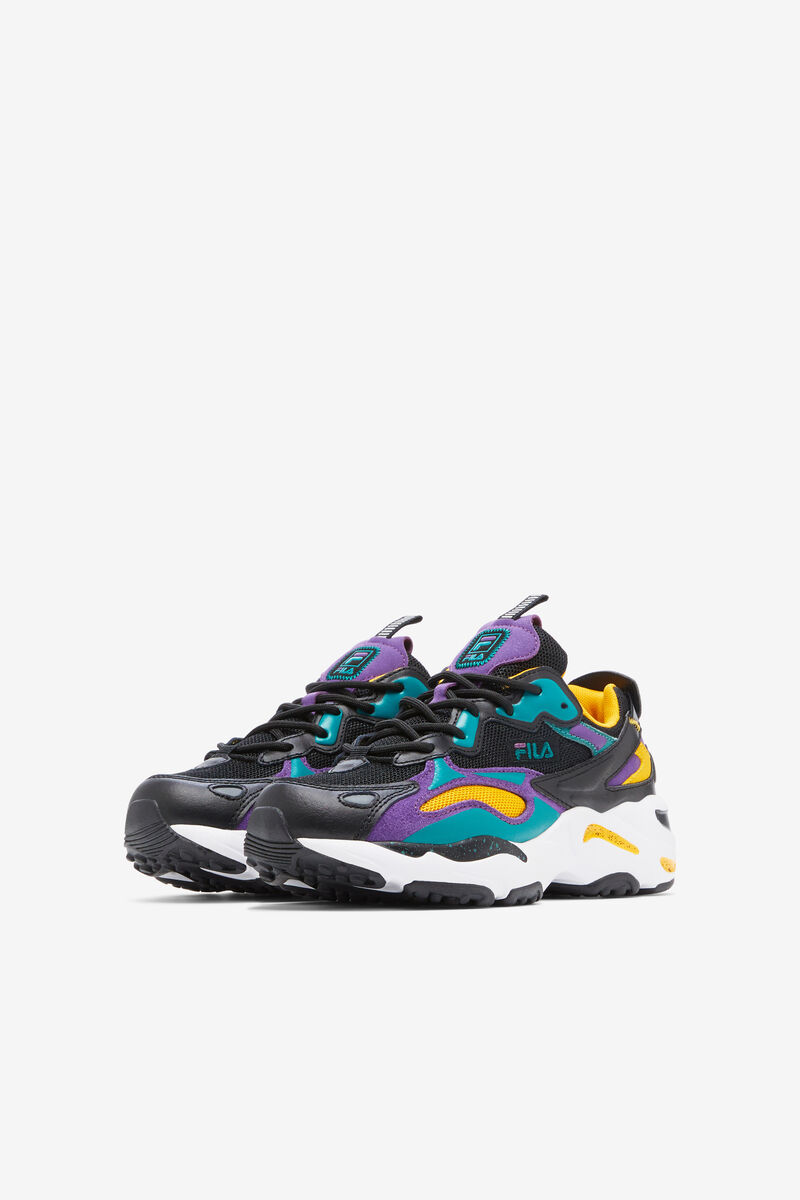 Kids' Fila Big Ray Tracer Apex Platform Shoes Black / Royal Purple / White | vE6tZUh9mHR