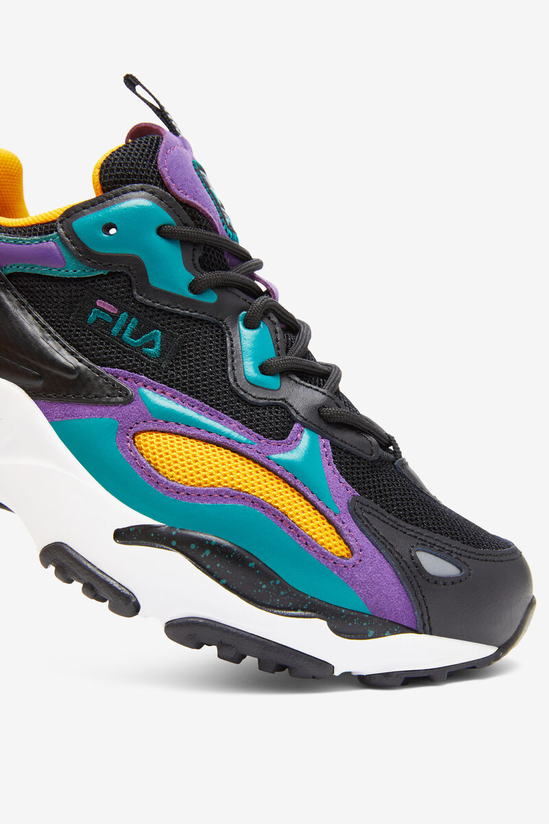 Kids' Fila Big Ray Tracer Apex Platform Shoes Black / Royal Purple / White | vE6tZUh9mHR
