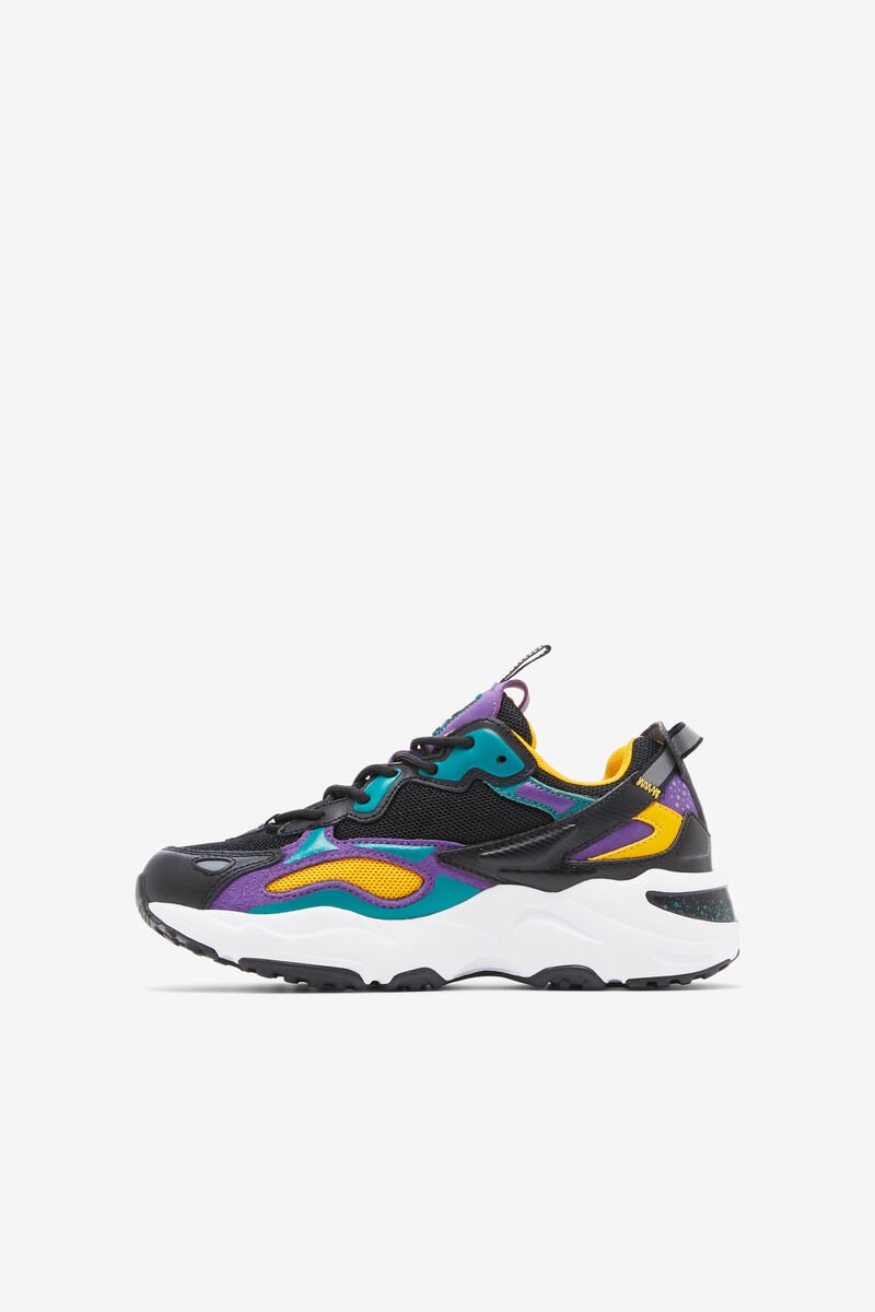 Kids' Fila Big Ray Tracer Apex Walking Shoes Black / Royal Purple / White | GgngJ3MKVDM