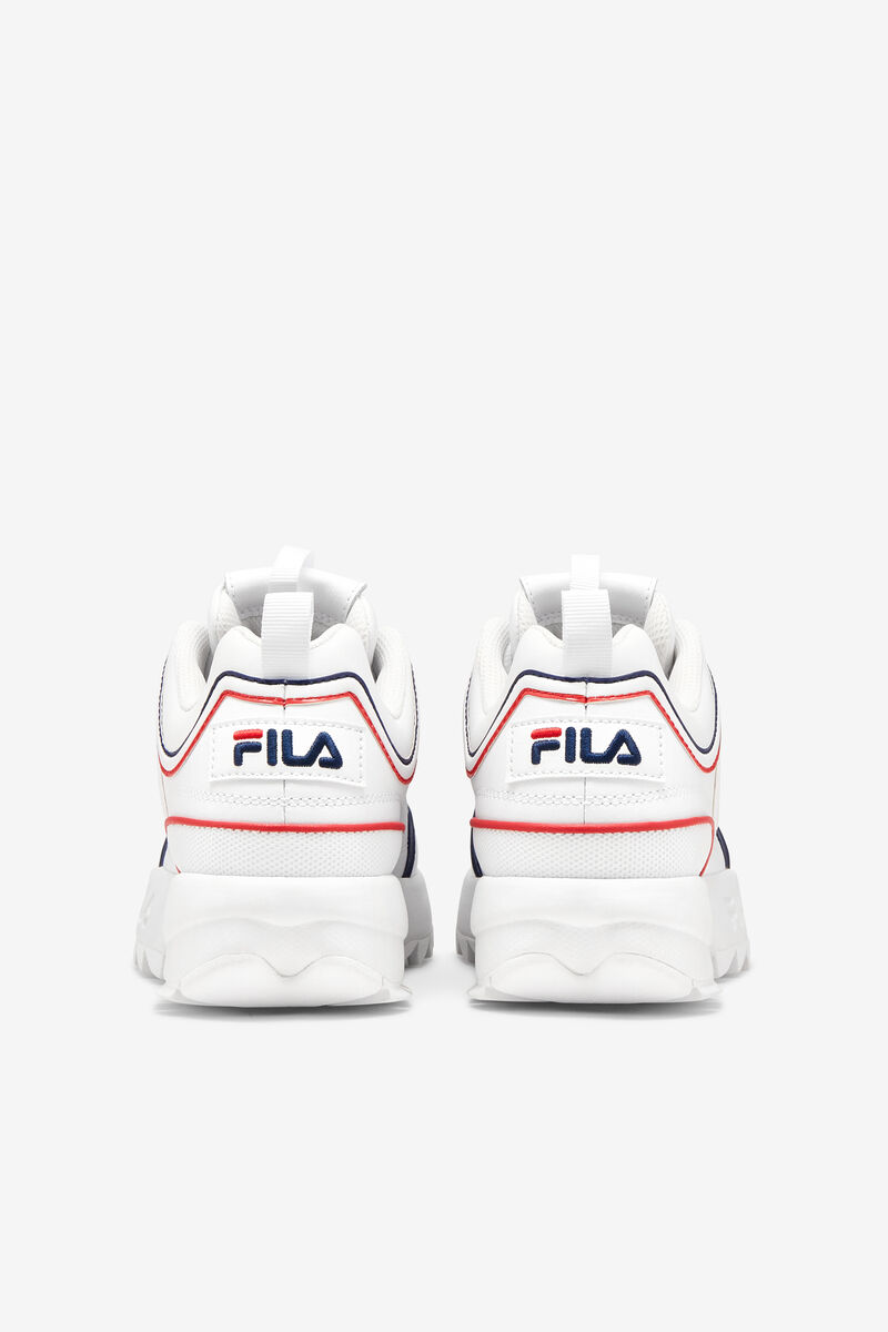 Kids' Fila Little Disruptor 2 Contrast Piping Platform Shoes White / Navy / Red | 8TD94bnBnrr
