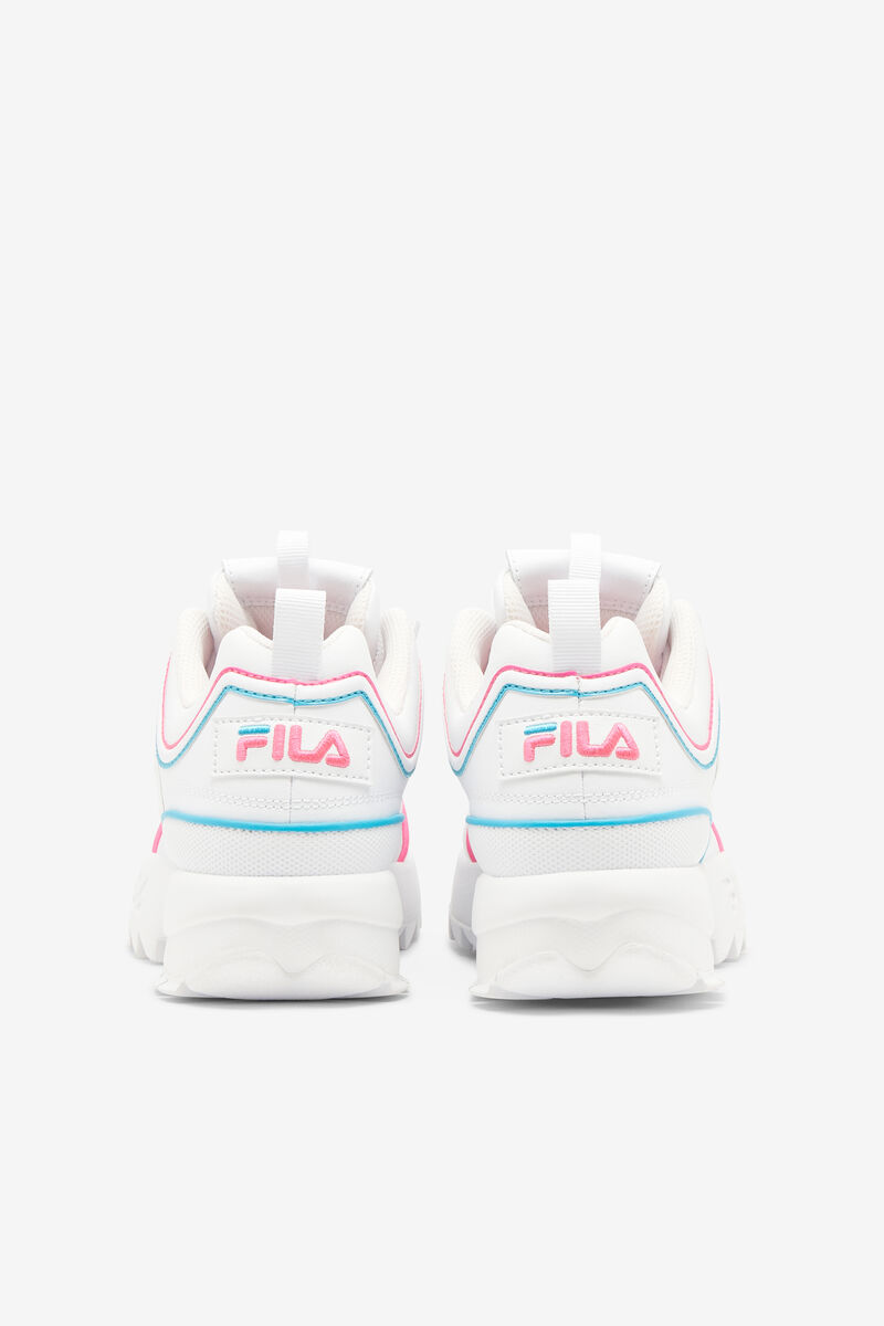 Kids' Fila Little Disruptor 2 Contrast Piping Platform Shoes White / Pink / Blue | pGg2aaSQNTC